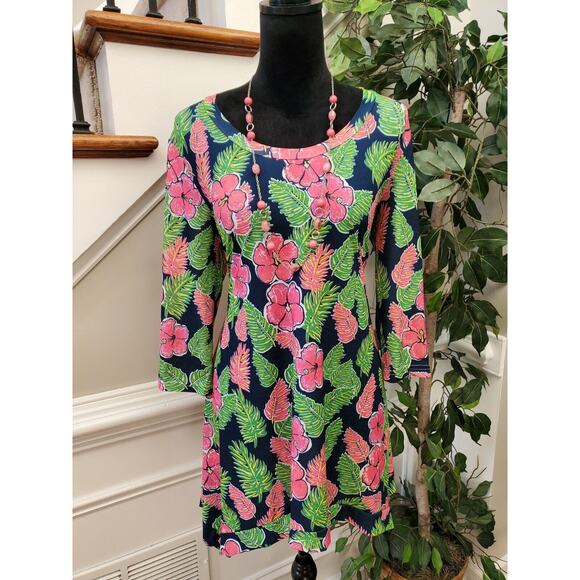 Simply Southern Hawaiian Hibiscus Floral Print Knee Length Tunic Dress Small - Picture 8 of 11